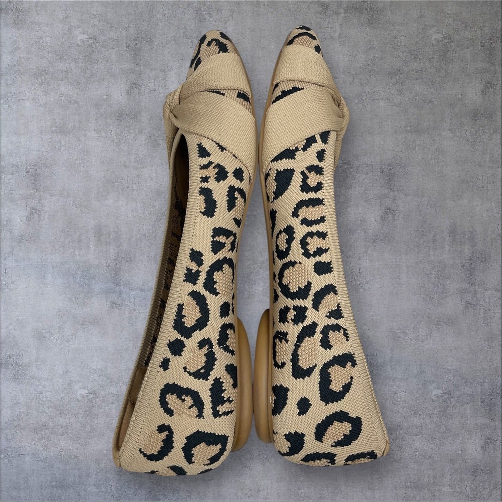 VIVAIA Leopard Print Ballet Flats Womens 43 Us 11.5-12 Almond Toe Bow Knot - Picture 4 of 9